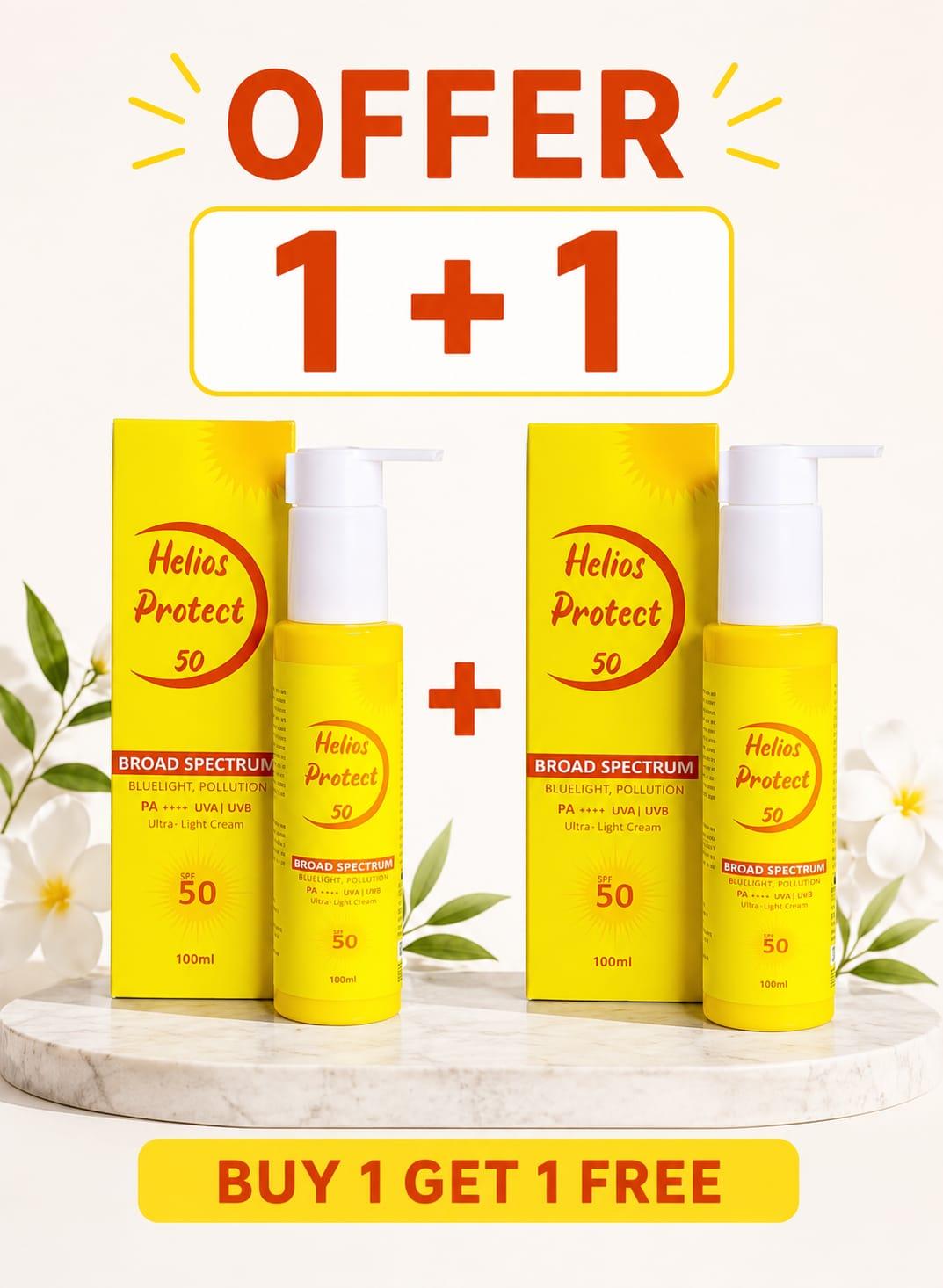 1+ 1 Helios Protect Sunscreen With SPF 50+ niacinamide & vitamin E (100 ml)